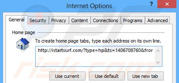 Removing istartsurf.com from Internet Explorer homepage