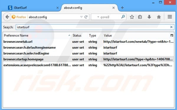 Removing istartsurf.com from Mozilla Firefox default search engine