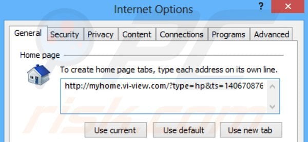 Removing myhome.vi-view.com from Internet Explorer homepage