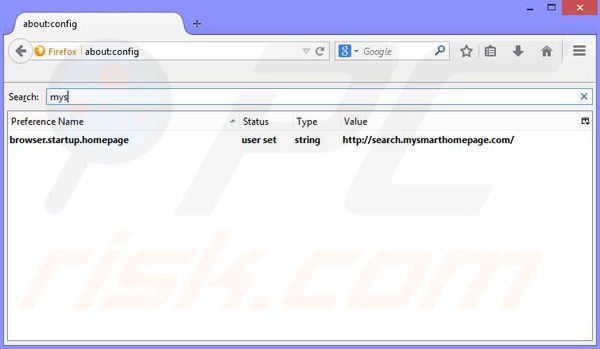 Remove My Smart Homepage browser hijacker from Mozilla Firefox step 3