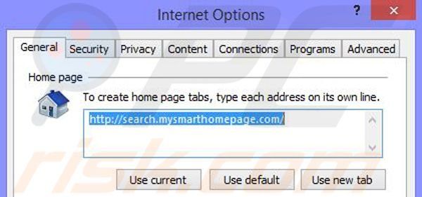 Remove My Smart Homepage browser hijacker from Internet Explorer step 2