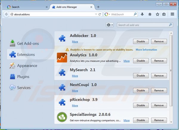 Removing nextcoup ads from Mozilla Firefox step 2