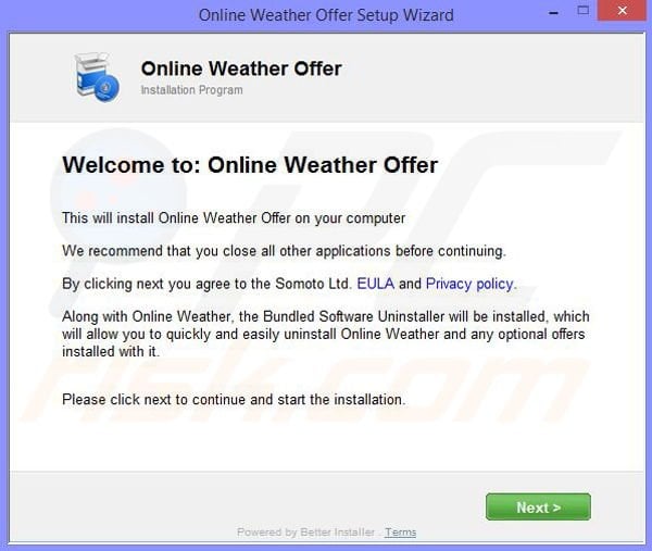 Online Weather Installation setup