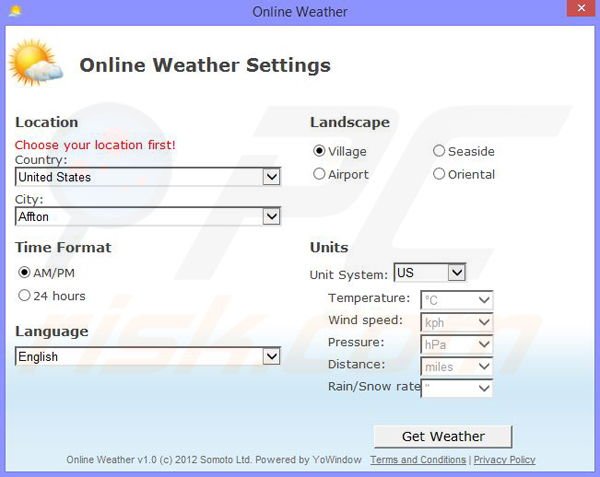 Online Weather Settings