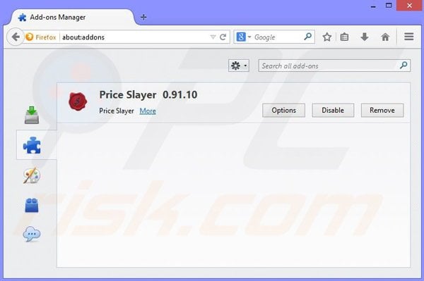 Removing Price Slayer ads from Mozilla Firefox step 2