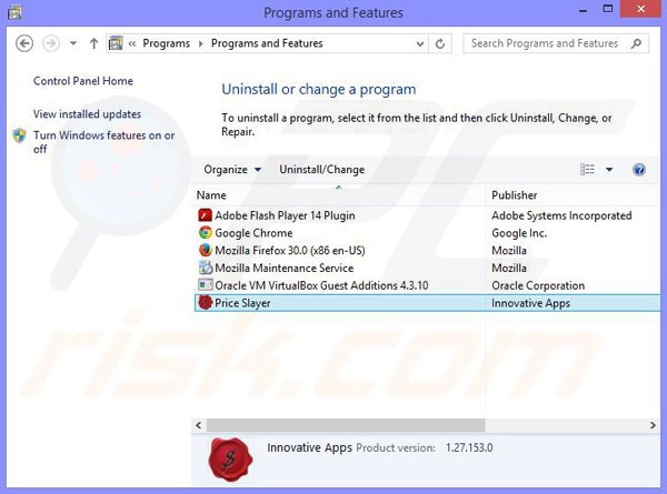 Price Slayer adware uninstall via Control Panel