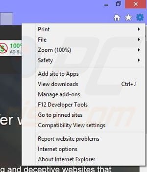 Removing Protect Surf ads from Internet Explorer step 1