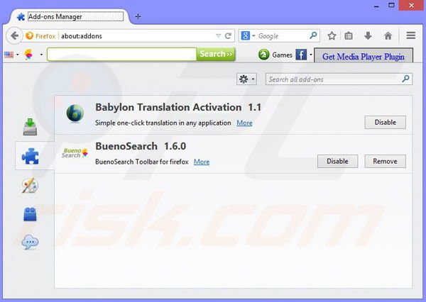 Remove Search-Goal browser hijacker from Mozilla Firefox step 1