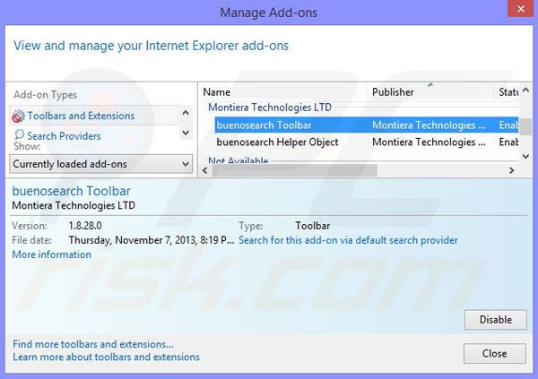 Remove Search-Goal browser hijacker from Internet Explorer step 1