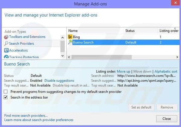 Remove Search-Goal browser hijacker from Internet Explorer step 3