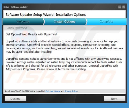 upperfind adware installer