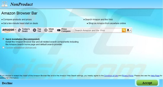 amazon bar browser hijacker installer