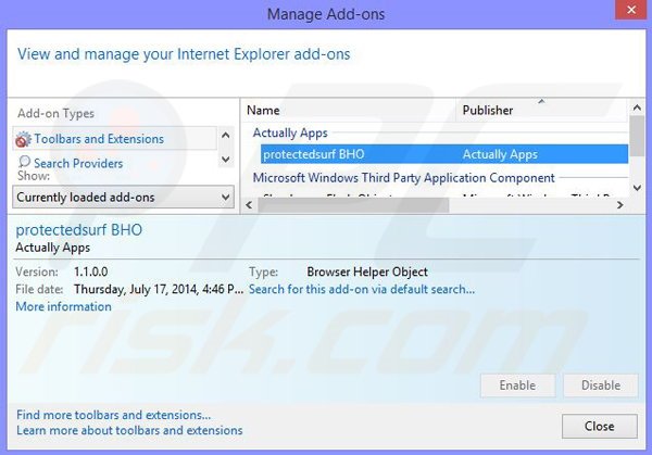 Removing Browser Guardian App ads from Internet Explorer step 2