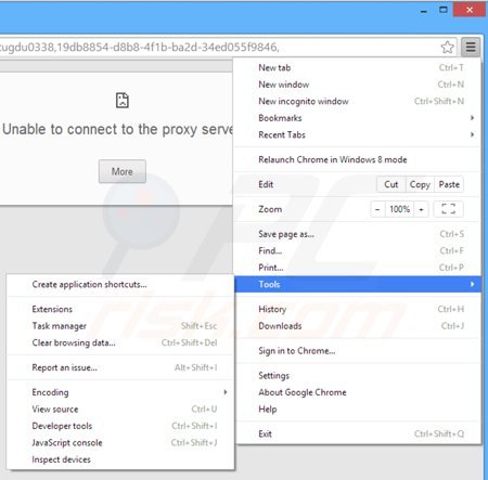 Removing browsers apps + ads from Google Chrome step 1