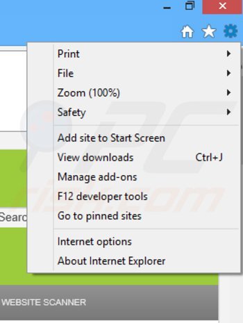 Removing cinemp+ ads from Internet Explorer step 1