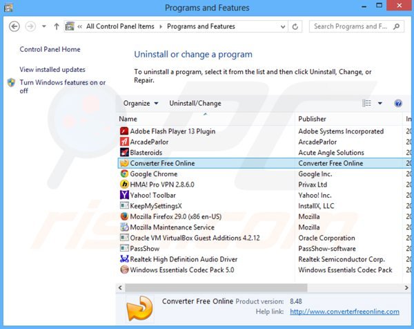 converter free online adware uninstall via Control Panel