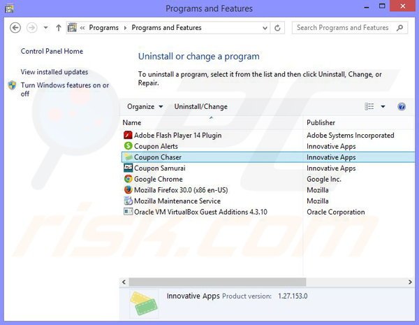CouponScanner adware uninstall via Control Panel
