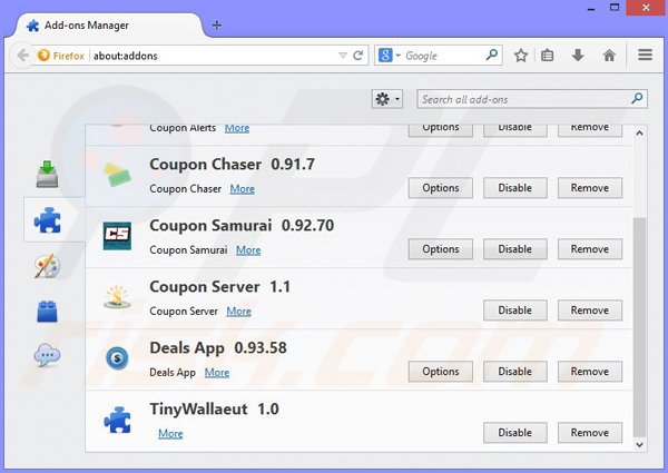 Removing Discountlocator ads from Mozilla Firefox step 2