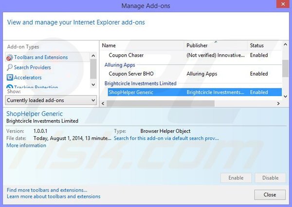 Removing DiscountWizard ads from Internet Explorer step 2