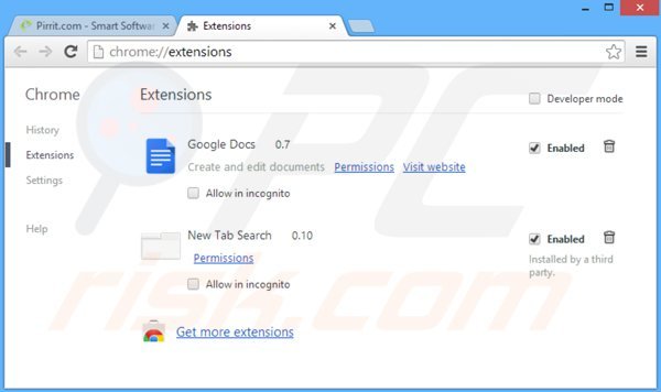 Removing edeals from Google Chrome step 2