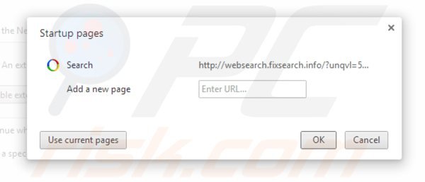 Removing websearch.fixsearch.info from Google Chrome homepage