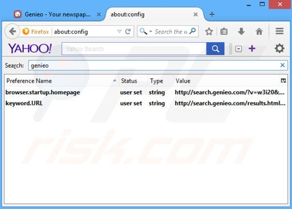 Removing search.genieo.com from Mozilla Firefox default search engine