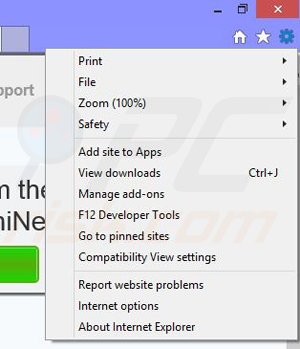Removing InfiniNet from Internet Explorer step 1