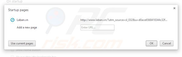 Removing laban.vn from Google Chrome homepage