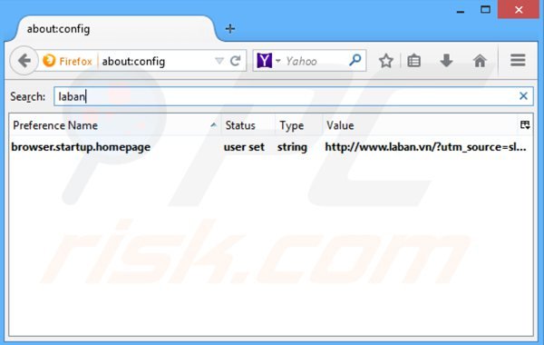 Removing laban.vn from Mozilla Firefox default search engine