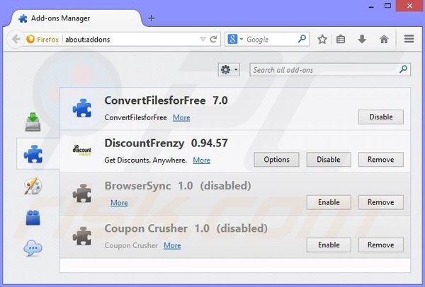 Removing Meteoroids ads from Mozilla Firefox step 2