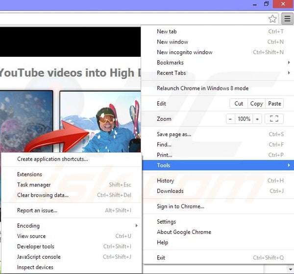 Removing 123HD-Plus ads from Google Chrome step 1