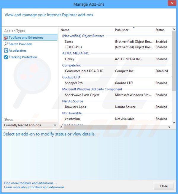 Removing 123HD-Plus ads from Internet Explorer step 2