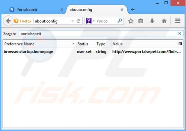 Removing portalsepeti.com from Mozilla Firefox default search engine