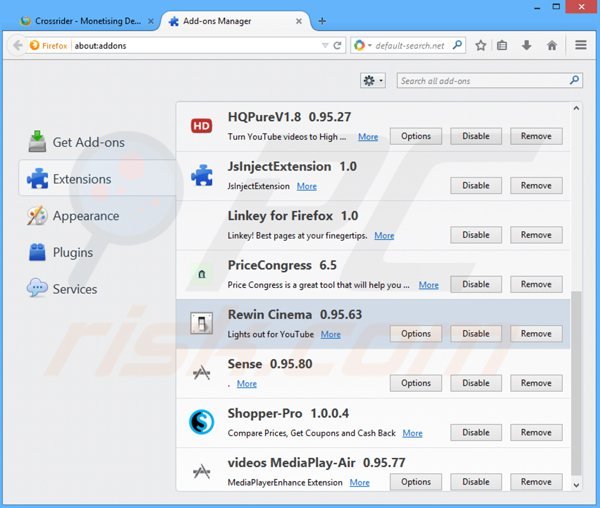 Removing rewin cinema from Mozilla Firefox step 2
