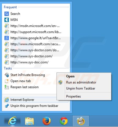 Removing safesear.ch from Internet Explorer shortcut target