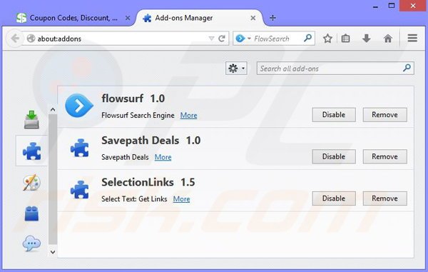 Removing Savepath Deals ads from Mozilla Firefox step 2