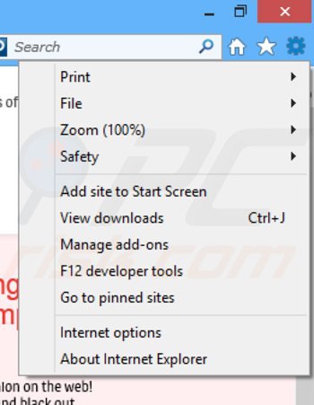 Removing selectngo ads from Internet Explorer step 1