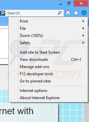 Removing snipsmart ads from Internet Explorer step 1