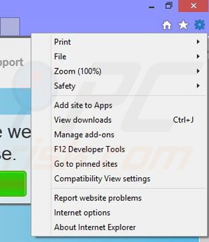 Removing SunrinseBrowse from Internet Explorer step 1