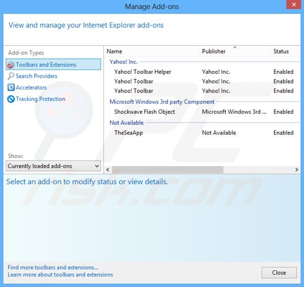 Removing tinywallet ads from Internet Explorer step 2