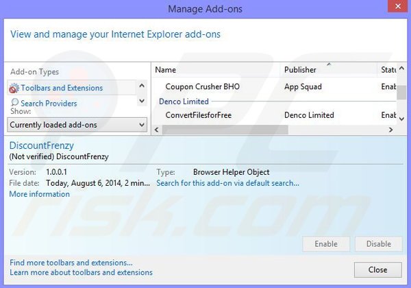 Removing Video Dimmer ads from Internet Explorer step 2