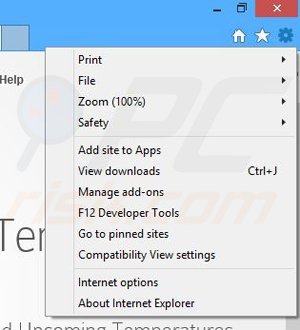 Removing Desktop Temperature Monitor ads from Internet Explorer step 1