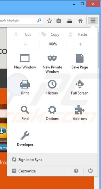 Removing DesktopDock ads from Mozilla Firefox step 1
