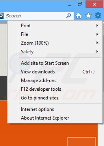 Removing DesktopDock ads from Internet Explorer step 1