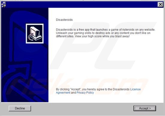 disasteroids adware installer