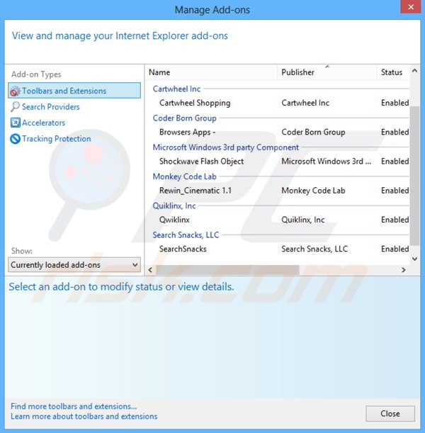 Removing Hahomedia related adware from Internet Explorer step 2