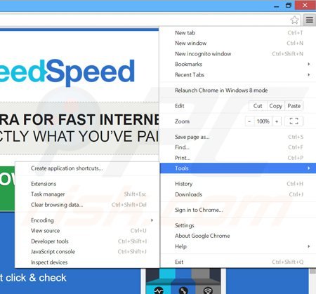 Removing IneedSpeed ads from Google Chrome step 1