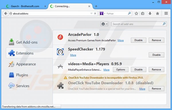 Removing isearch.brothersoft.com related Mozilla Firefox extensions