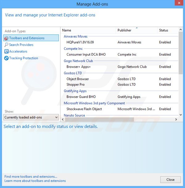 Removing Jollywallet ads from Internet Explorer step 2