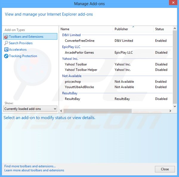 Removing KNCTR related adware from Internet Explorer step 2
